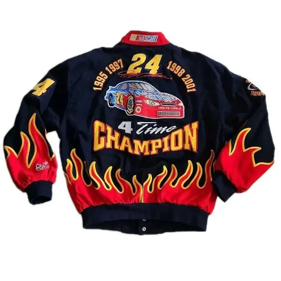 Vintage DuPont NASCAR Jeff Gordon 24 Flames 2001 Jacket Champion JH Chase Size M